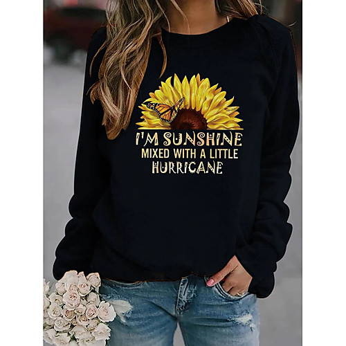 

Women's Hoodie Sweatshirt Sunflower Daily Weekend Casual Hoodies Sweatshirts Loose Blue Blushing Pink Gray