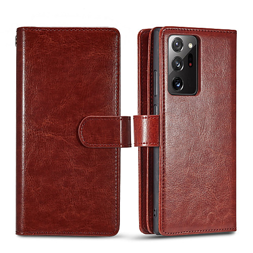 

Phone Case For Samsung Galaxy Full Body Case Leather Wallet Card S20 Ultra S20 S9 S9 Plus S8 Plus S8 S7 edge S7 S6 edge S6 Wallet Card Holder Shockproof Solid Color PU Leather