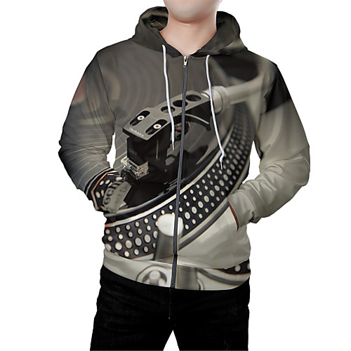 

Men's Zip Up Hoodie Sweatshirt Graphic 3D Front Pocket Hooded Daily Weekend 3D Print 3D Print Hoodies Sweatshirts Long Sleeve Gray