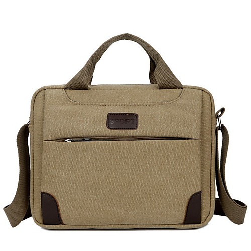 

Men's Unisex Bags Canvas Shoulder Messenger Bag Laptop Bag Briefcase Zipper Daily Outdoor Canvas Bag Handbags Baguette Bag Black Khaki Green Brown