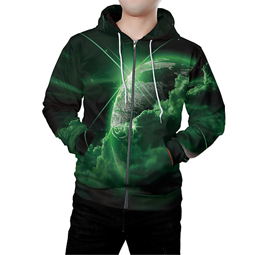 

Men's Zip Up Hoodie Sweatshirt Graphic 3D Front Pocket Hooded Daily Weekend 3D Print 3D Print Hoodies Sweatshirts Long Sleeve Green