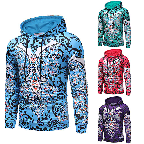 

Men's Pullover Hoodie Sweatshirt Scenery Hooded Work Casual Hoodies Sweatshirts Long Sleeve Slim Blue Purple Green