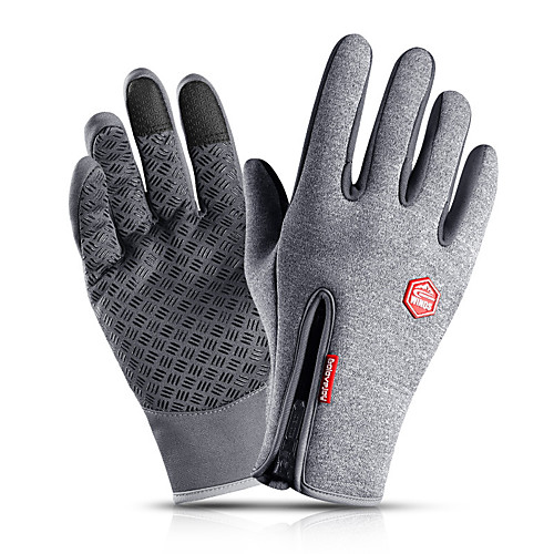 

Winter Bike Gloves / Cycling Gloves Touch Gloves Anti-Slip Waterproof Windproof Breathable Full Finger Gloves Sports Gloves Fleece Black Grey for Adults' Outdoor Exercise Cycling / Bike