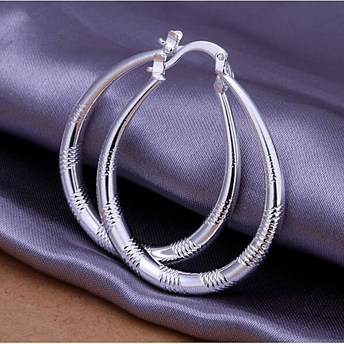 

Women's Hoop Earrings Geometrical Precious Fashion Silver Plated Earrings Jewelry Silver For Christmas Halloween Party Evening Gift Date 1 Pair