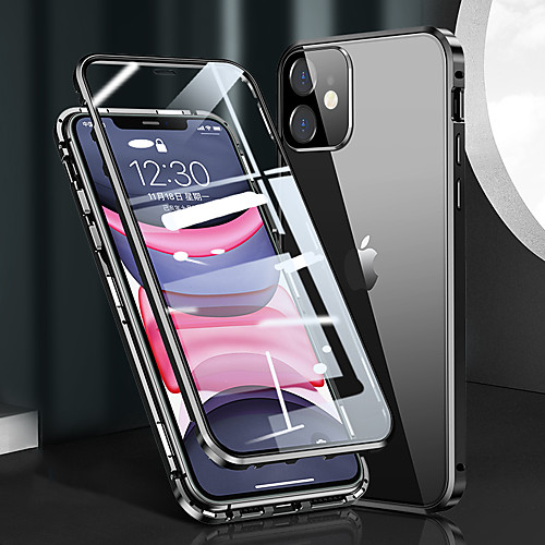 

Phone Case For Apple Full Body Case iPhone 12 Pro Max 11 SE 2020 X XR XS Max Shockproof Magnetic Camera Lens Protector Solid Color Metal