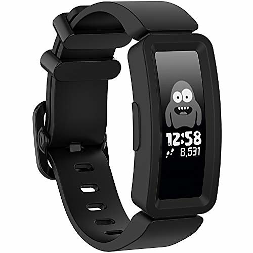 

compatible with fitbit ace 2 bands for kids, boys girls colorful soft silicone bracelet accessories sports watch straps wristbands replacement watch band for fitbit ace2 activity tracker (black)