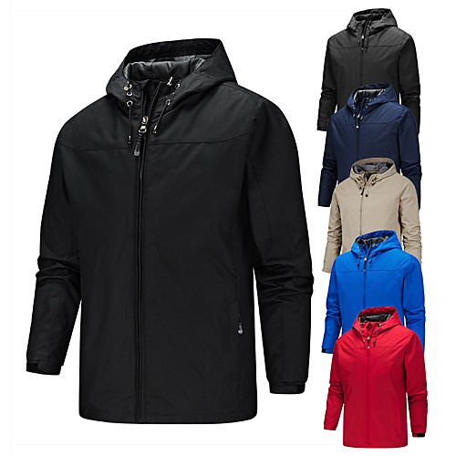 

Men's Hiking Jacket Hiking Windbreaker Autumn / Fall Winter Spring Outdoor Solid Color Thermal Warm Waterproof Windproof Ventilation Top Hunting Fishing Climbing Black Red Blue / Breathable