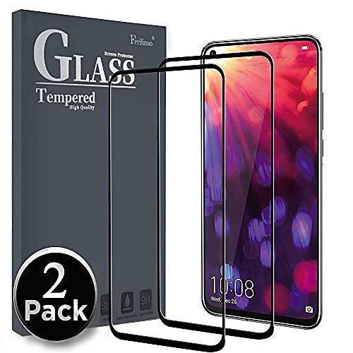 

screen protector for huawei nova 4/ honor view 20, [2 pack] [full glue] [full cover] tempered glass case friendly protective film (black)