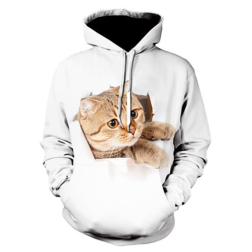 

Men's Pullover Hoodie Sweatshirt Graphic Animal Hooded Daily 3D Print Casual Hoodies Sweatshirts Long Sleeve Purple White Black