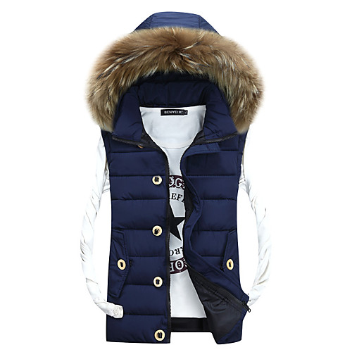 

Men's Vest Regular Coat Loose Jacket Solid Colored Blue Black