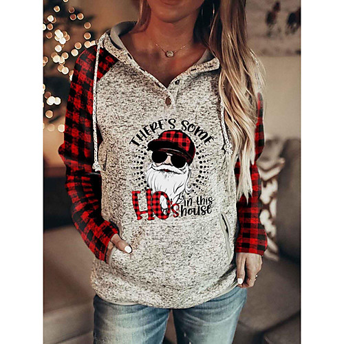 

Women's Pullover Hoodie Sweatshirt Graphic Christmas 3D Print Christmas Hoodies Sweatshirts Slim Gray