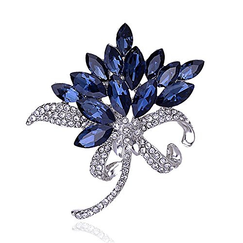 

bridal wedding jewelry orchid flower petal brooch crystal rhinestone pins gift (blue)