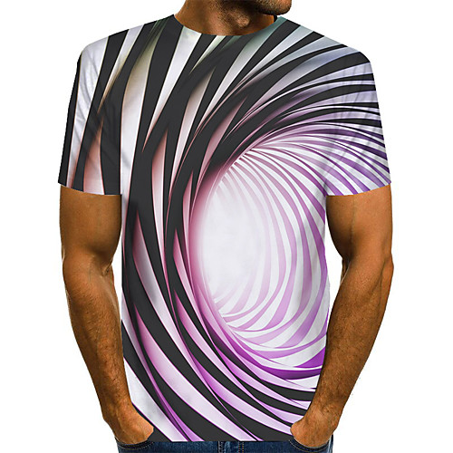 

Men's T shirt 3D Print Graphic Optical Illusion 3D Print Short Sleeve Daily Tops Streetwear Exaggerated Rainbow