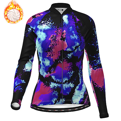 

21Grams Women's Long Sleeve Cycling Jersey Winter Fleece Polyester Blue Camo / Camouflage Bike Jersey Top Mountain Bike MTB Road Bike Cycling Fleece Lining Warm Quick Dry Sports Clothing Apparel