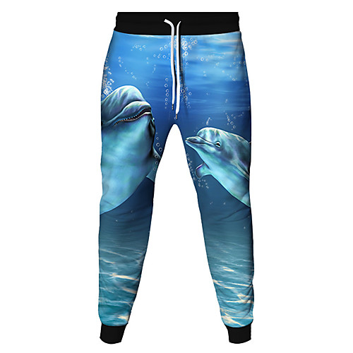 

Men's Sporty Outdoor Sports Daily Pants Sweatpants Pants 3D Full Length Patchwork Blue Khaki Royal Blue Rainbow Light Blue