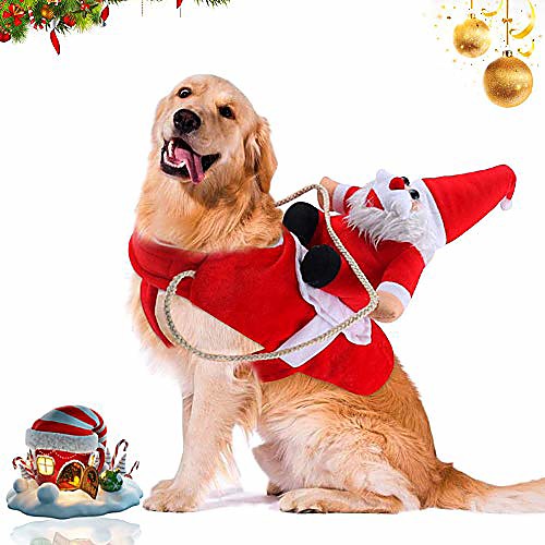 

dog christmas costume,costumes pet santa claus, pet christmas clothes, santa outfit for dof cat, dog cat christmas outfit for small to large dogs suitable for christmas, party, birthday