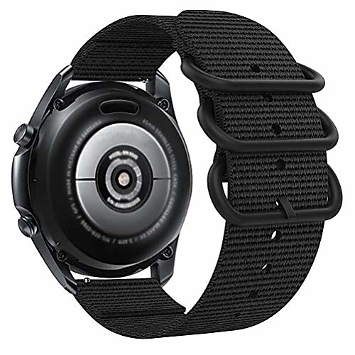 

compatible for samsung galaxy watch 3 45mm/46mm band,men woven nylon replacement strap wristband with metal buckle for samsung galaxy watch 46mm/gear s3 classic/frontier (black, large)