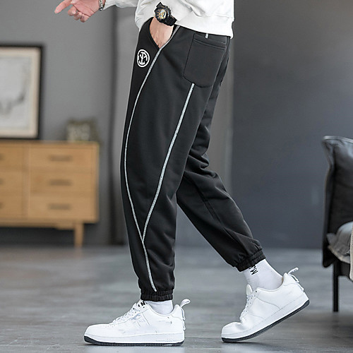 

Men's Cargo Chinos Tactical Cargo Pants Solid Color Ankle-Length Black Light gray