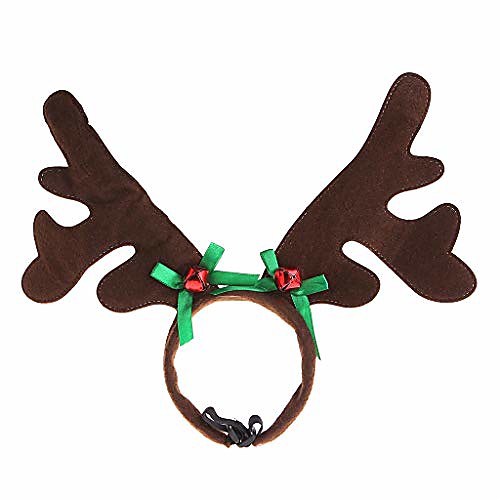 

christmas pet headband deer horn hat dog cat cosplay party product (green bowknot)