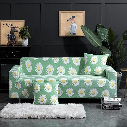 

Daisy Print 1-Piece Sofa Cover Soft Stretch Slipcover for 1~4 Cushion Couch Armchair/Loveseat/Three Seater/Four Seater/L shaped sofa,Easy to Install(1 Free Cushion Cover)