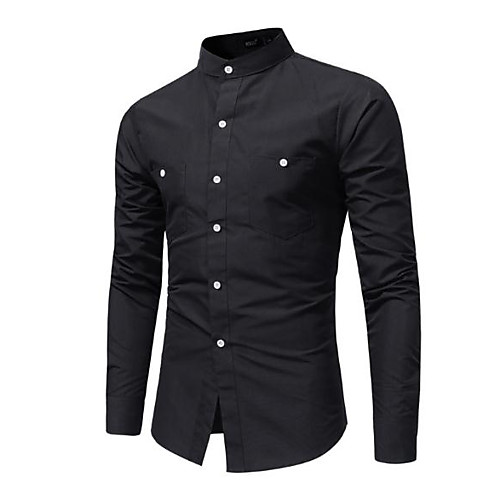 

Men's Shirt Solid Colored Long Sleeve Daily Tops Business Casual White Black