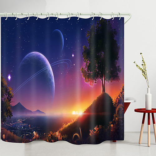 

Beautiful Dawn And Starry Sky Digital Printing Shower Curtain Shower Curtains Hooks Modern Polyester New Design