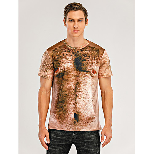 

Men's T shirt Shirt Animal Patterned Graphic Vintage Style Vacation Tops Round Neck Camel / Summer