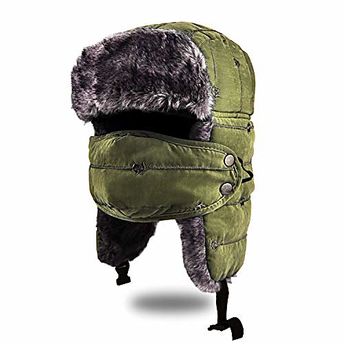 

unisex winter trapper hat warm thick trooper hats winter hats ar flap bomber hat with windproof mask for hiking, skiing, skating and climbing (navy blue)