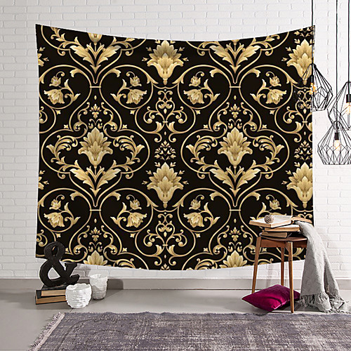 

Wall Tapestry Art Decor Blanket Curtain Picnic Tablecloth Hanging Home Bedroom Living Room Dorm Decoration Polyester Innovative Golden Flower Stripes