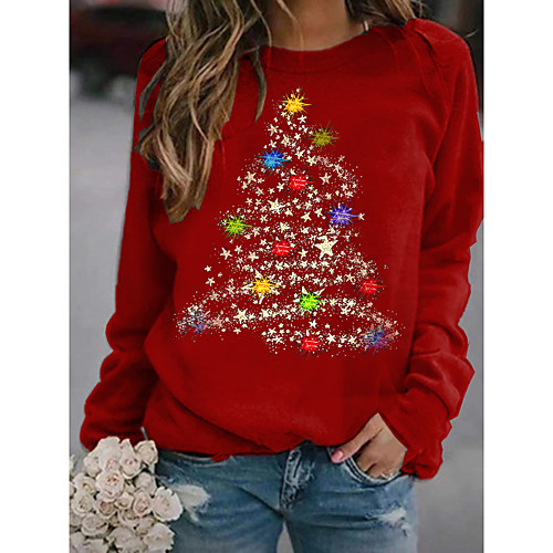 

Women's Hoodie Sweatshirt Graphic Christmas Daily Basic Christmas Hoodies Sweatshirts Wine Black Red