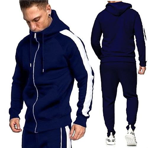 

Men's 2 Piece Full Zip Tracksuit Sweatsuit 2pcs Long Sleeve High Waist Cotton Thermal Warm Breathable Soft Fitness Gym Workout Running Jogging Exercise Sportswear Plus Size TZ1 TZ2 TZ3 TZ4 TZ5