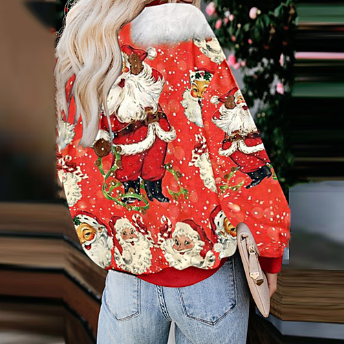 

Women's Pullover Sweatshirt Graphic Character Christmas Daily Casual Christmas Hoodies Sweatshirts Loose Red