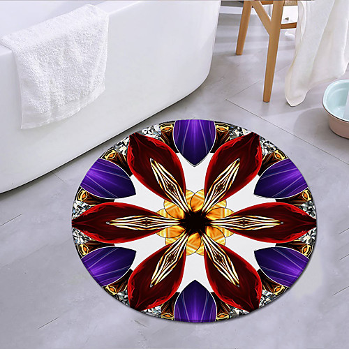 

Geometric Flower Round Mat Carpet Door Mat Bedroom Living Room Carpet Study Room Carpet Kitchen Bathroom Anti-slip Mat
