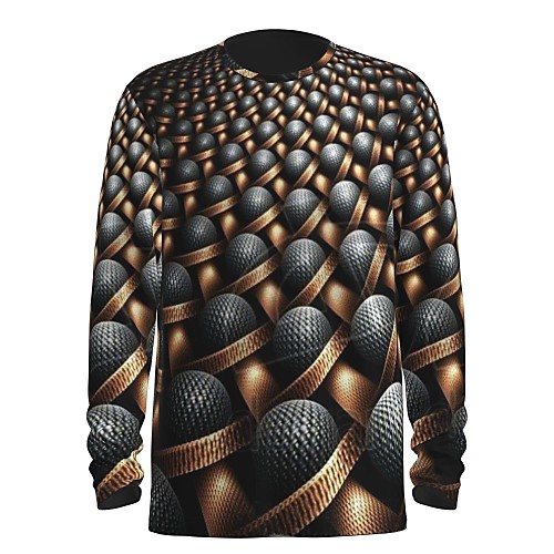 

Men's Tee T shirt Shirt 3D Print Graphic Abstract 3D 3D Print Print Long Sleeve Holiday Tops Chic & Modern Round Neck Khaki / Fall / Summer