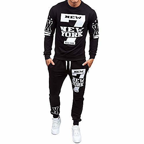 

mens autumn winter sweatshirt top pants sets sports suit tracksuit 2020 running jogging sports pants(black,small)
