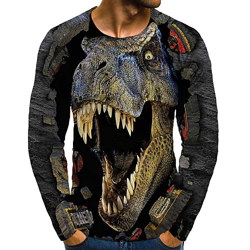 

Men's T shirt 3D Print Graphic 3D Plus Size Print Long Sleeve Daily Tops Rainbow