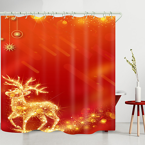 

Christmas Golden Elk Digital Printing Shower Curtain Shower Curtains Hooks Modern Polyester New Design