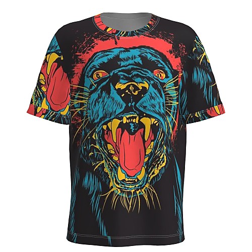 

Men's T shirt Shirt 3D Print Graphic 3D Animal Print Short Sleeve Daily Tops Round Neck Rainbow