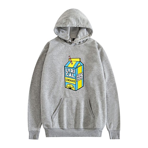 

lyrical lemonade pullover hoodie long sleeve street real music hip hop casual hoodie basic plus size for men pullover hooded sweatershirt black white