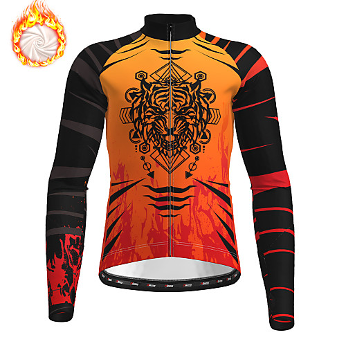 

21Grams Men's Long Sleeve Cycling Jersey Winter Fleece Polyester Blue Orange Green Animal Bike Jersey Top Mountain Bike MTB Road Bike Cycling Fleece Lining Warm Quick Dry Sports Clothing Apparel