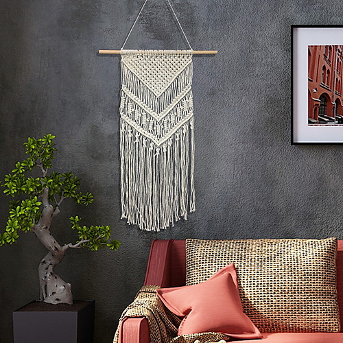 

Hand Woven Macrame Wall Tapestry Bohemian Boho Art Decor Blanket Curtain Hanging Home Bedroom Living Room Decoration Nordic Handmade Tassel Cotton