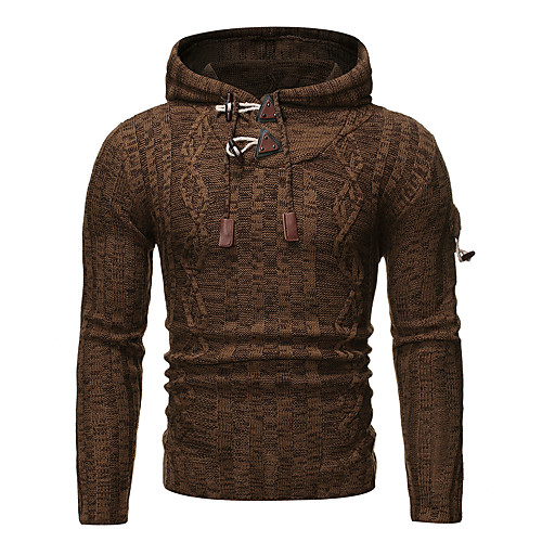 

Men's Stylish Color Block Pullover Long Sleeve Sweater Cardigans Hooded Fall Camel