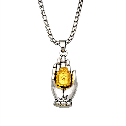 

Women's Men's Pendant Necklace Chain Necklace Retro Friends Hand Vertical / Gold bar Precious Buddha Unique Design Ethnic Vintage Trendy Titanium Steel Silver 70 cm Necklace Jewelry 1pc For Party