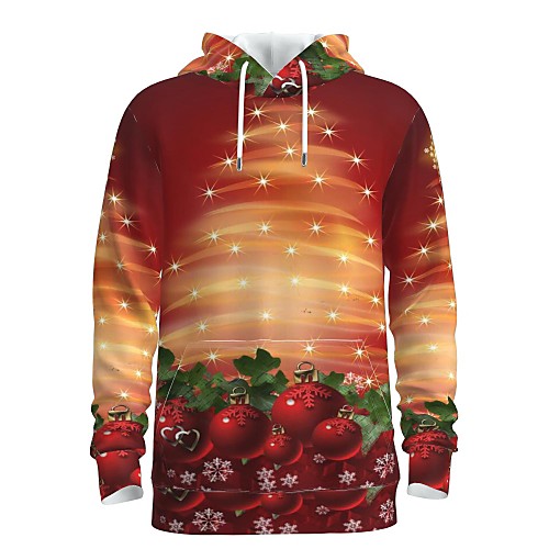 

Men's Pullover Hoodie Sweatshirt Print Graphic 3D Front Pocket Hooded Christmas Daily 3D Print 3D Print Christmas Hoodies Sweatshirts Long Sleeve Wine
