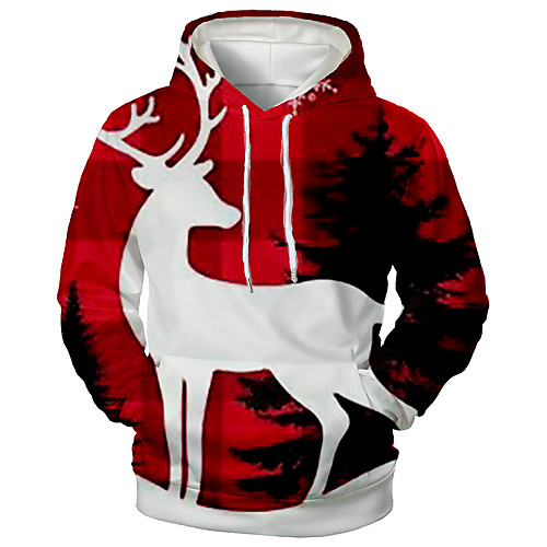 

Men's Pullover Hoodie Sweatshirt Print Graphic 3D Front Pocket Hooded Christmas Daily 3D Print 3D Print Christmas Hoodies Sweatshirts Long Sleeve Red