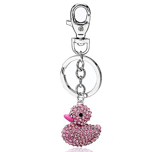 

classic duck charm fashionable keychain - sparkling crystal - pink