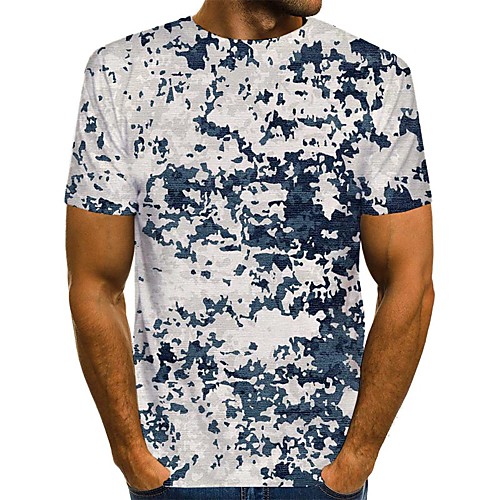 

Men's T shirt Shirt 3D Print Graphic Print Short Sleeve Daily Tops Streetwear Round Neck Blue