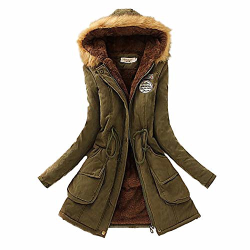 

women's winter coat long down jacket winter warm trench coat hooded winter outwear army green