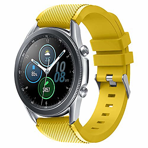 

22mm sport band compatible with samsung galaxy watch 3 45mm/gear s3 frontier/classic/samsung galaxy watch 46mm/ticwatch s2/e2/versa 2 band,quick released silicone sport strap (flower yellow)