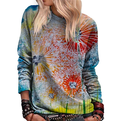 

Women's Hoodie Sweatshirt Graphic Dandelion Print Daily Other Prints Basic Casual Hoodies Sweatshirts Blue Green Red